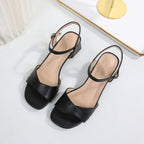 Summer women's simple minimalist one-line buckle thick heel sandals