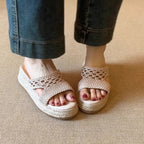 Summer women's straw woven retro soft sole sandals