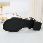 Summer women's simple minimalist one-line buckle thick heel sandals