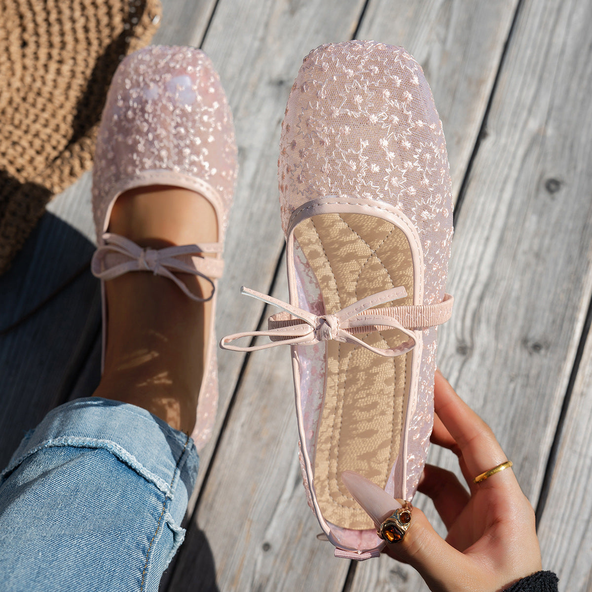 Summer women's bow mesh breathable sandals