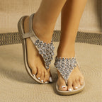 Summer women's large size rhinestone thong flat sandals