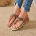 Summer new style women's retro large size flat toe sandals