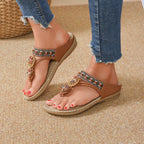 Summer new style women's retro large size flat toe sandals