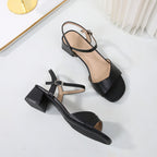 Summer women's simple minimalist one-line buckle thick heel sandals