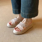 Summer women's straw woven retro soft sole sandals