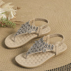 Summer women's large size rhinestone thong flat sandals