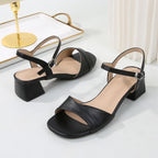 Summer women's simple minimalist one-line buckle thick heel sandals