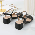 Summer women's simple minimalist one-line buckle thick heel sandals