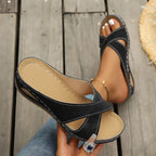 Women's Summer Cross-Strap Sandals with Soft, Non-Slip Soles