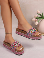 New Summer Women's Stylish & Versatile Flat-Sole Rubber Mid-Heel Mules