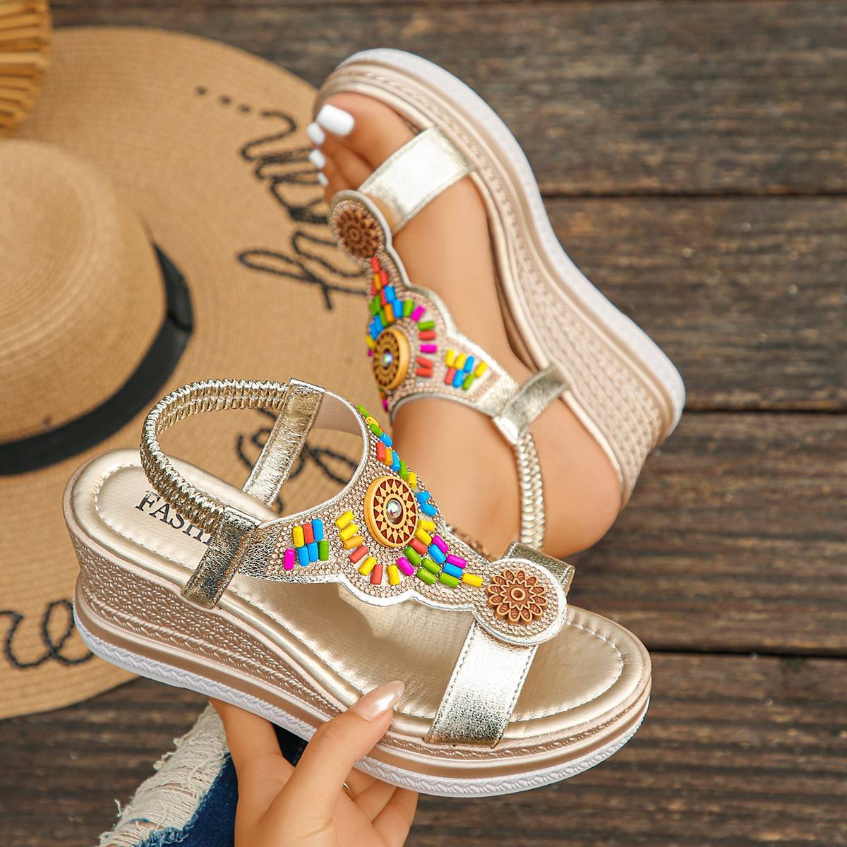 Summer new style sandals with elastic straps for women