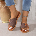 2026 New Summer Women's Large-Sized Flat Slippers