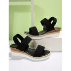 Summer women's elastic strap wedge hemp rope sandals