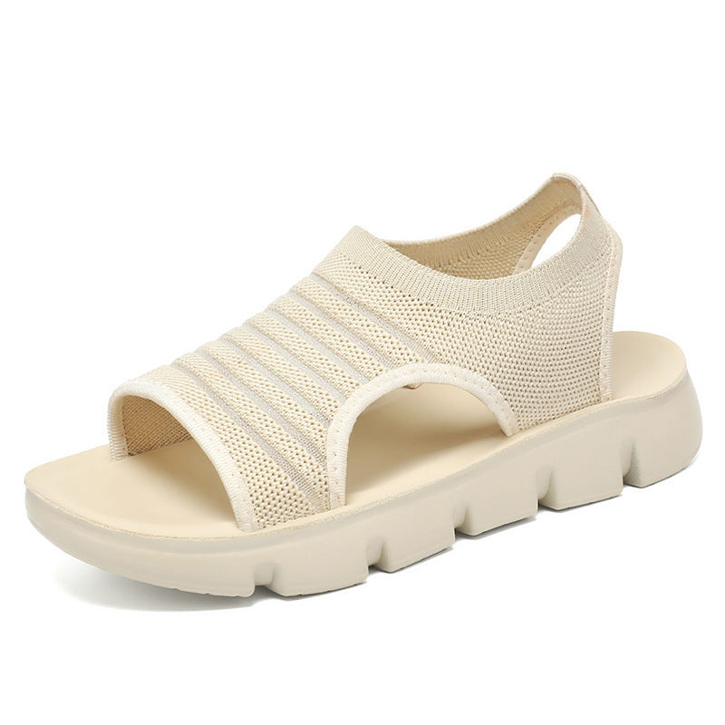Summer women's hollow round toe comfortable flat sandals