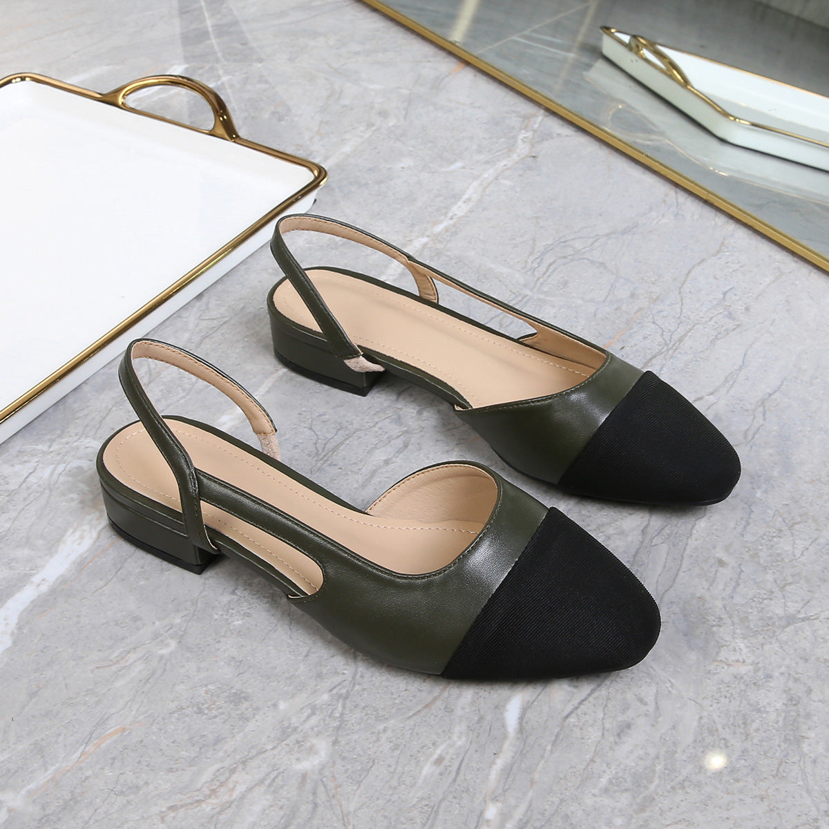 Summer women's small style thick heel flat sandals