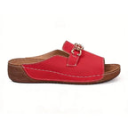 Metallic Buckle Wedge Mules sandals– Easy Slip